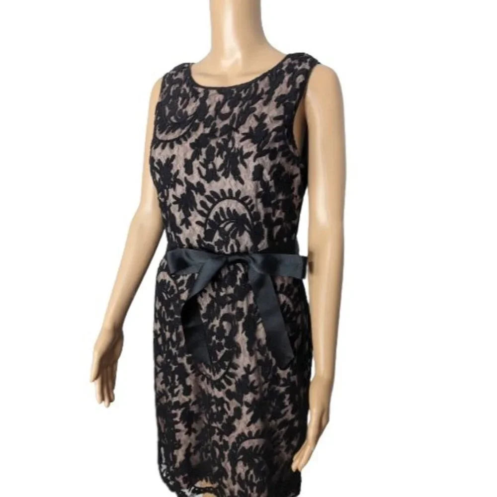 Adriana Papell Black Lace Special Occasion Dress 8
